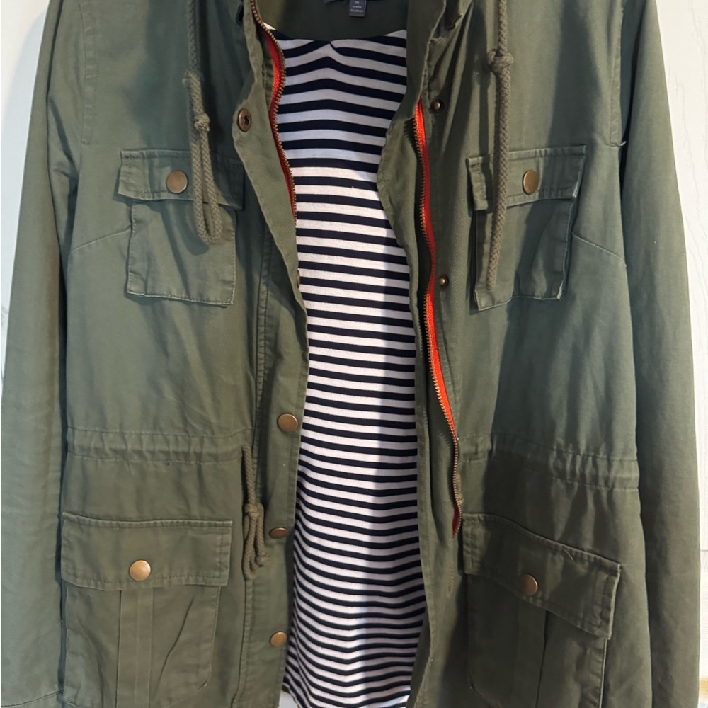 41 Hawthorn Chaplin Essentials Lined Hooded Anorak Jacket in olive green medium - Picture 5 of 8